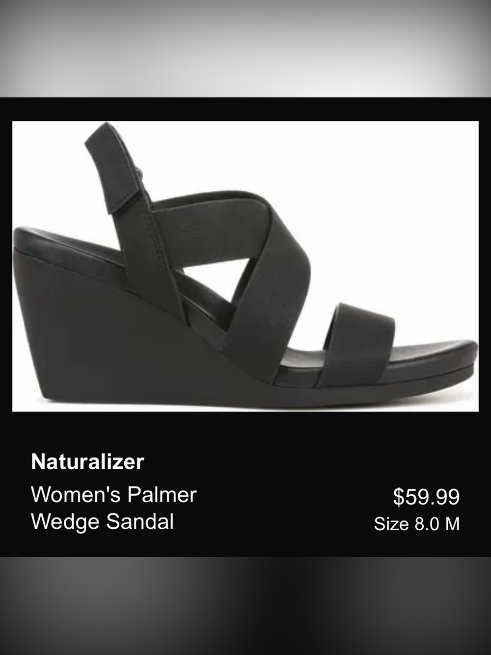 Naturalizer Black Women’s Wedge Sandal - Palmer Style